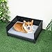 PETSITE Wicker Dog Bed, Rattan Pet Bed with Metal Frame, Soft Waterproof Removable Cushion, Elevated Indoor Outdoor Dog Couch Sofa for Small Medium Sized Dogs, 24.5 x 18 x 10 inch