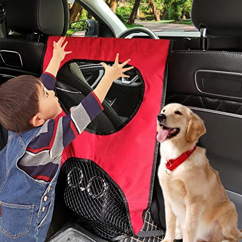 Dog Car Barrier,Dog Car Backseat Net Barrier with 2 Mesh Windows,Vehicle Travel Dog Fence for Safe Driving with Children and Pets,Easy to Install and Universal for All Cars (Red Car Barrier)