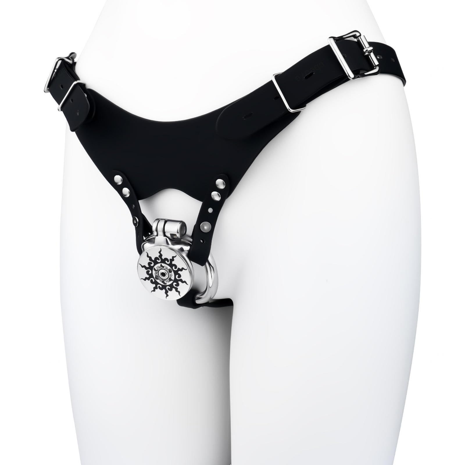 Chastity Belt Men Metal Ceinture De Chasteté Homme Cuir en Acier Pour Métal Ceintures Sissy Male Man Cage À Pénis Cceintures Inversée Avec Serrure Plate,45mm