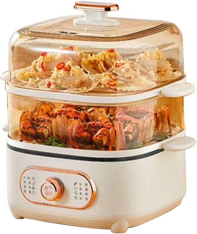 2 Tier Electric Food Steamer, 1200W Steamer Pot Steaming Cookware with 10.5L Stackable Baskets - Vegetable Steamer Cooking Pot,Stainless steel