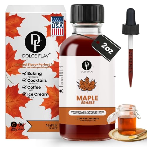 Image of Dolce Flav Maple Extract - 2 Ounce Water-Soluble Multipurpose Flavoring Ideal for Baked Goods, Beverages, Coffee, Desserts & Ice Cream - Perfect Kitchen Gift for Holidays