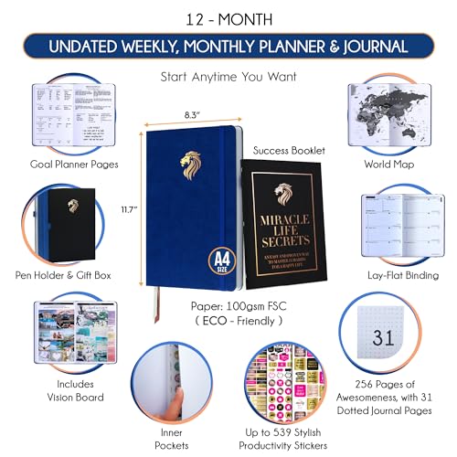 Image of Life Planner - Undated Daily, Weekly & Monthly Planner with Budget Section | A 12 Month Journey to Increase Productivity & Happiness | Life Organizer & Gratitude Journal - Horizontal Format