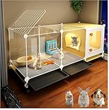 Luxury Villa Rabbit cage with Wheels, Guinea Pig cage, complimentary Food Bowl, Bed. Suitable for Hamsters, Chinchillas, Squirrels, Hedgehogs, Ferrets, Cats，Mouse (41.4' Lx 17.7' Wx17 H)