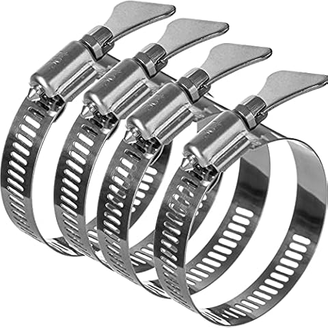 YoiYee 27-51mm Hose Clamp, 304 Stainless Steel Adjustable Pipe Clip with Thumbscrew, Butterfly Type Metal Worm Drive Ducting Strap for Securing Gas/Fuel Line, Pack of 4 Cover