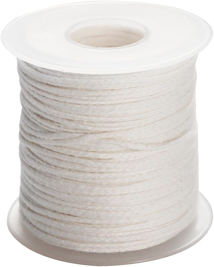 Mipcase 30m Pure Cotton Braided Candle Wick Spool, 32-ply White Cotton Cord for DIY Candle Making, Smokeless Burning Wick for Crafting and Home Use