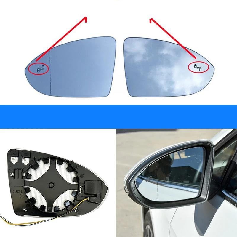 Rétroviseur Chauffant Grand Angle Voiture Avertissement d'angle Mort pour Golf 7 pour Lamdo pour Touran L pour Jetta MK7 Plaque Verre de rétroviseur(A Pair)