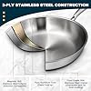 EWFEN Tri-Ply Stainless Steel Frying Pans Set with Lid, 8”/10”/12” Cooking pans, PFOA&PTFE Free Skillet, Induction Cooking Pan, Dishwasher and Oven Safe, Fast & Even Heat, Suitable for All Stove #3