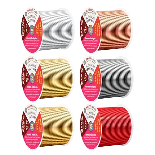 Image of Mandala Crafts 20 GA Gray Copper Red Assorted Anodized Aluminum Craft Wire | 450 FT, Colored, Flexible, Bendable for Bonsai Armature Sculpting Wire Wrapping Jewelry Making, Weather & Tarnish Resistant
