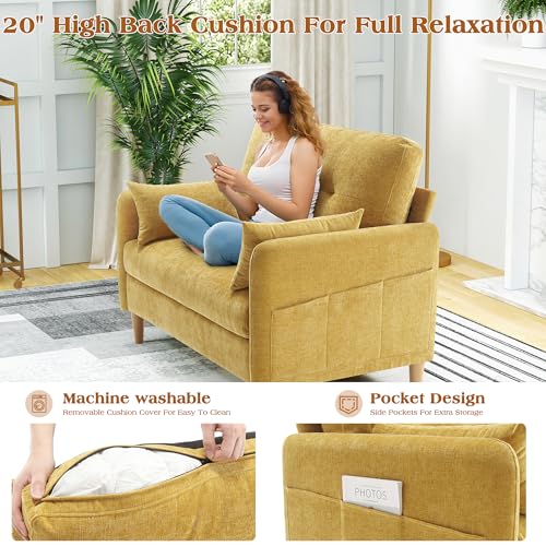 Image of Hanherry Loveseat Sofa, 47 inch Small Couch for Living Room, Comfy Chenille Fabric Love Seat for Bedroom with Throw Pillow,Removable Cushion Cover,Couches for Small Space,Apartment,Dorm