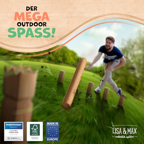 Wikinger Kubb Spiel Test SEHR GUT - aus FSC®- zertifiziertem Holz - Schweden Schach Made in EU - Original Vikinger Wurfspiel Turniermaße - Schwedenschach für riesigen Outdoor Spaß