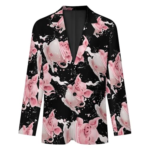 Funny Pigs Cup Mens Casual Blazer Button Suit Jacket Lightweight Sport Coat for Work Business4