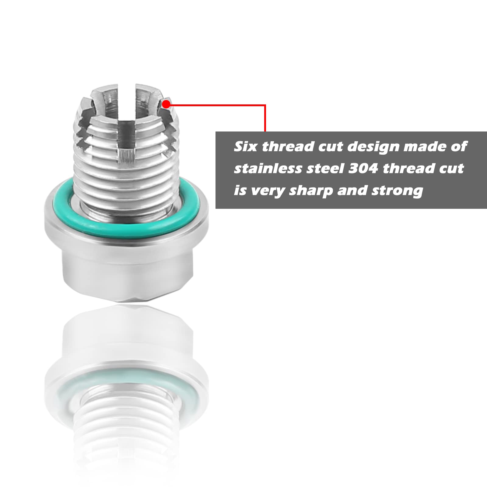 M14.1-1.5x15mm Self-Tapping Oil Pan Thread Repair Kit - Stainless Steel Piggyback Drain Plug
