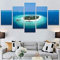SIGNWIN 5 Panel Canvas Wall Art Coastal Scenery for Home Decorations Ready to Hang - 60