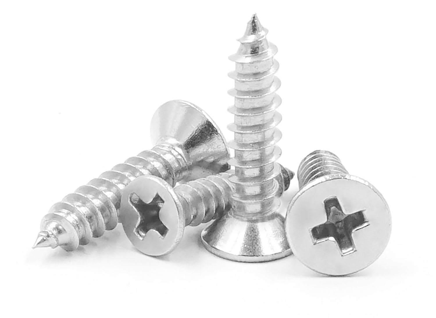 M5x16mm Phillips Flat Head Wood Screws 304 Stainless Steel Self-Tapping Full Thread for Wood/sheet-metal/plasterboard(80pcs)