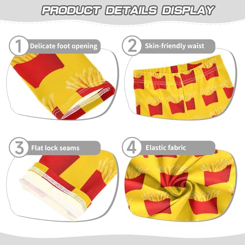 Girls Leggings Size 4T Fries Vivid Yellow Soft Stretchy Pants Breathable Girl Clothes for Workout School3