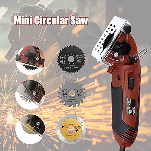 Electric Mini Laser Circular Saw Hand Held Grinder Cutting Tool Kit w/ 3 Blades - Thumbnail 3
