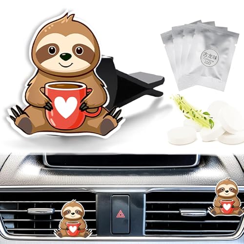 Image of Cute Car Air Freshener Clips Sloth Car Vent Clip Sloth Cars Scents Cologne Air Conditioner Clip Auto Vent Interior Decoration Cars Accessories Sloths Loves Gifts for Men Women