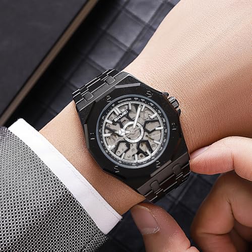Image of SKMEI Automatic Skeleton Watch, Mechanical Dial, 30M Waterproof, Stainless Steel Band Fashion Gift Watch for Him - M036
