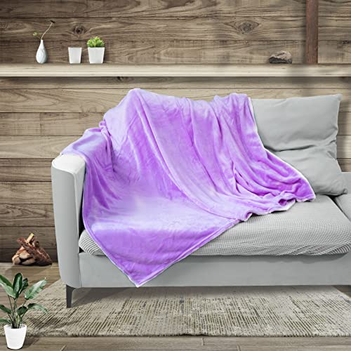 Tshuab Brushed Fleece Blanket, Perfect Sofa& Bed Throws 150 X 200CM, Soft& Cozy Handfeel, Perfect to Warm Up for All Family Members (Light Purple)