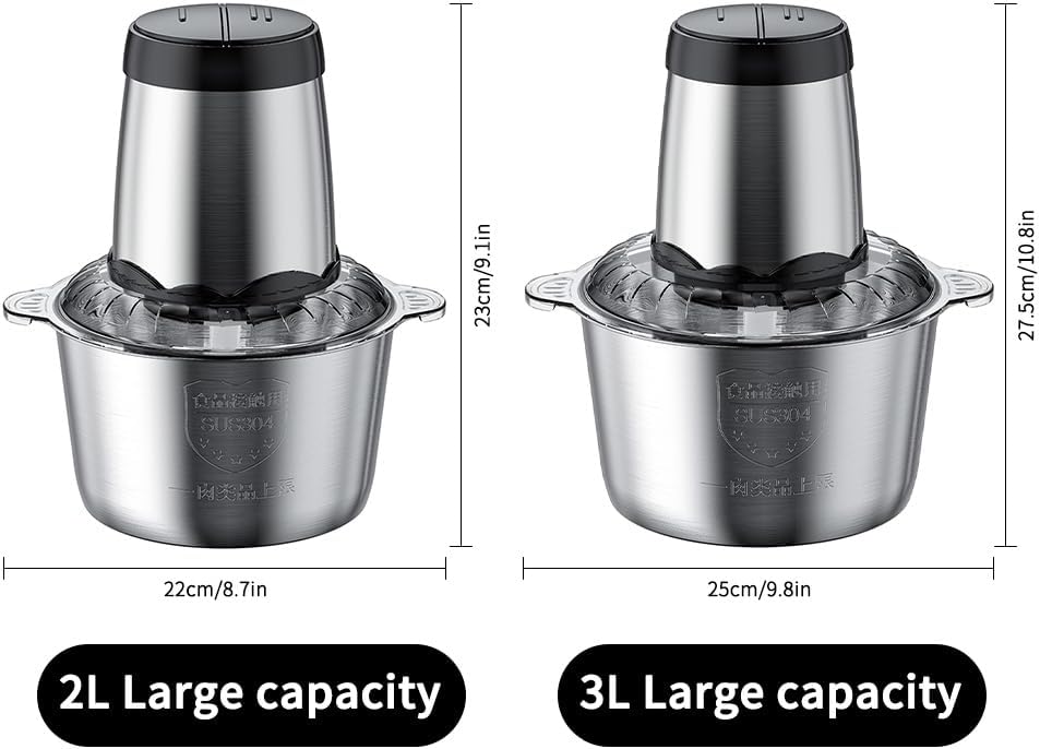 Electric Food processor/Food Chopper/Meat Grinder Electric with 2 Sets Stainless Steel /300W/2 Speed for Meat/Vegetables and Baby Food