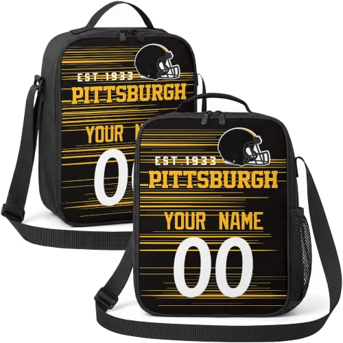 Image of Pittsburgh Lunch Bag Custom Name and Number Personalized Gifts