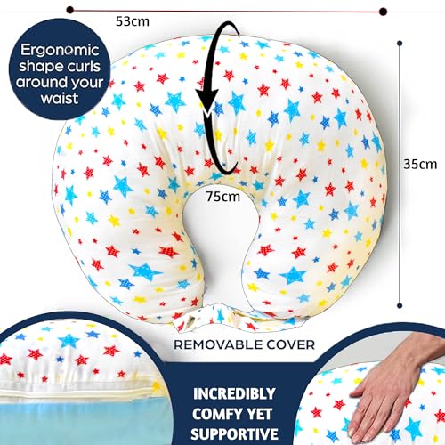 Image of VParents Feeding Pillow, Breast Feeding Pillows Vacuum Packed Cotton Nursing Pillow and Positioner, Breastfeeding, Bottle Feeding, Baby Support Joy (Blue) 110498