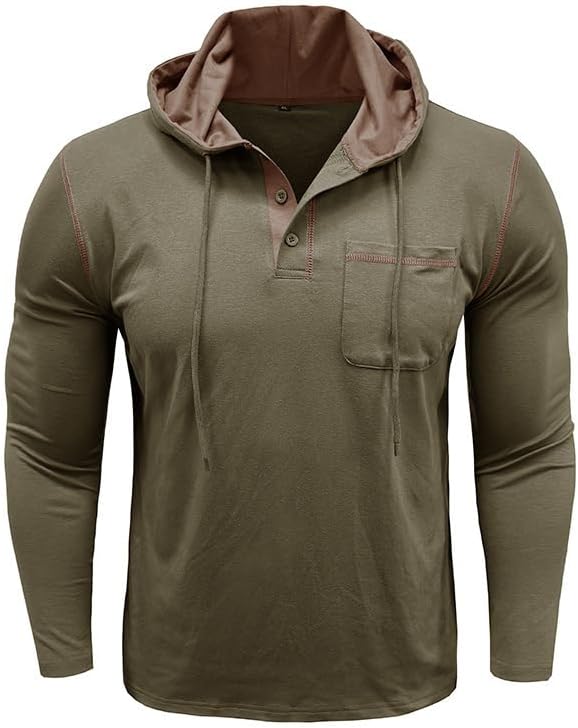 Mens Henley Shirts Long Sleeve Casual Button T-Shirt Lightweight Pullover Shirt with Pocket - Image 2