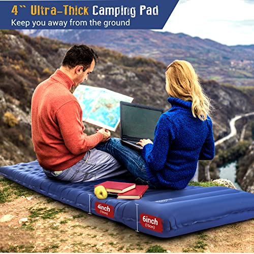 Elegear-Self-Inflating-Sleeping-Pad-for-Camping-4-Ultra-Thick-Camping-Mattress-Pad-with-Pillow-Built-in-Foot-Pump-Camping-Sleeping-Mat-for-Backpacking-Hiking-Portable-Camping-Pad