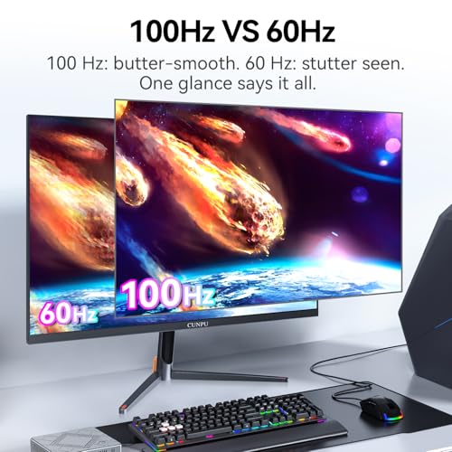 Image of CUNPU 24 Inch 1440P Monitor,QHD 100Hz IPS Monitor, 99% sRGB Color Gamut,16.7 Million Color, Adaptive Sync, Slim Frame, HDMI /DP, VESA Mountable, for Gaming and Office
