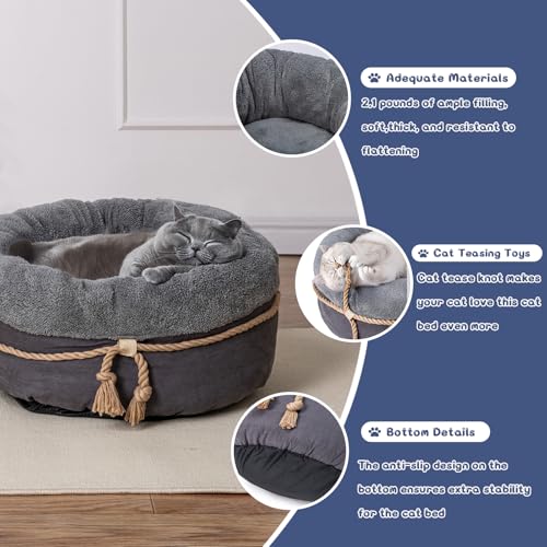 pesen Cat Bed & Small Dog Bed with Supportive Walls, Thick Bottom, Calming Donut Shape, Soft Durable Fabric, 20x20x10 Cat Beds for Indoor Cats - Image 5