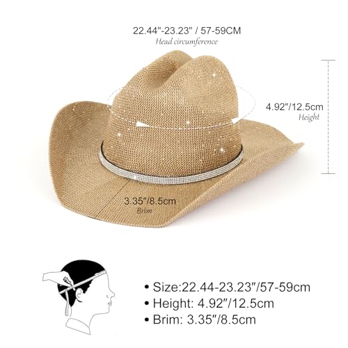 Image of Sequin Cowboy Hat for Men & Women - Sparkly Cowgirl Hat with Thread Detail, Stylish Cowboy Hat for Parties