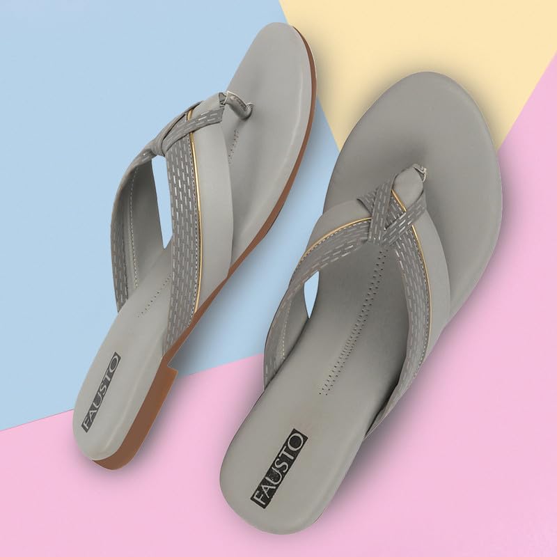 Image of FAUSTO Women's T-Strap Thong Slip On Flats Slippers