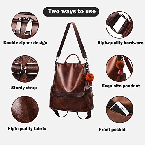 شنطة ظهر للنساء، شنطة يد مضادة للسرقة ومقاومة للماء، شنطة كتف كاجوال للسفر للنساء (اسود)