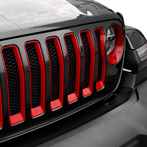 SQQP Grill Insert+Headlight Turn Light Cover Fit for 2018-2023 Jeep Wrangler JL JLU Sport/Sports Only,Red(Not for Sahara,Rubicon 4xe) by SQQP - Image 6