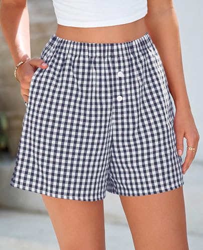 Image of PRETTYGARDEN Womens Summer Gingham Boxer Shorts