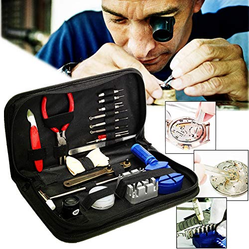 Sluffs 19pcs Ferramentas De Reparo De Relógios Kit De Relojoeiro Para Troca De Correias E Caixa De A