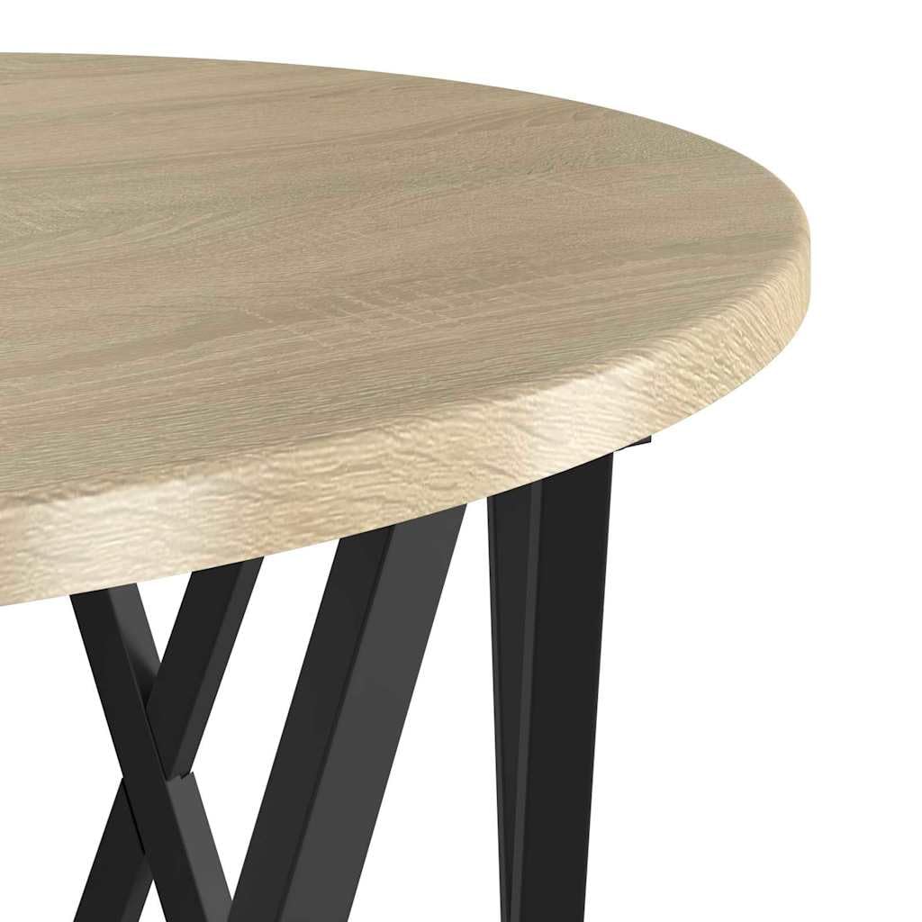 Set di 2 tavolini rotondi in rovere Sonoma, legno e acciaio | Eleganti tavolini rotondi per il soggiorno. Piano del tavolo opaco facile da pulire con robusto telaio in acciaio.