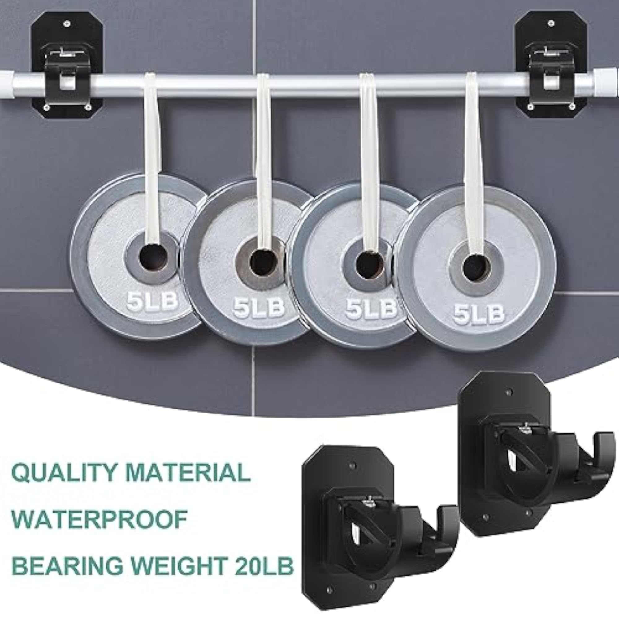 2 Pack Curtain Rod Holders, No Drilling, Adhesive Hooks
