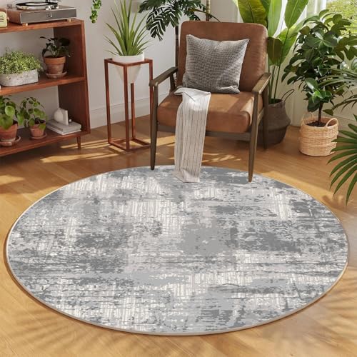OWUFFY Indoor/Outdoor 24" (2') Round Area Rug, Easy Cleaning, Non