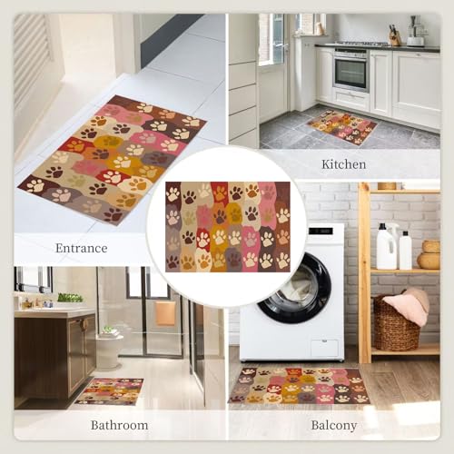Tapis de salon lavable patte de chat 120x180 antidérapant style patchwork tan