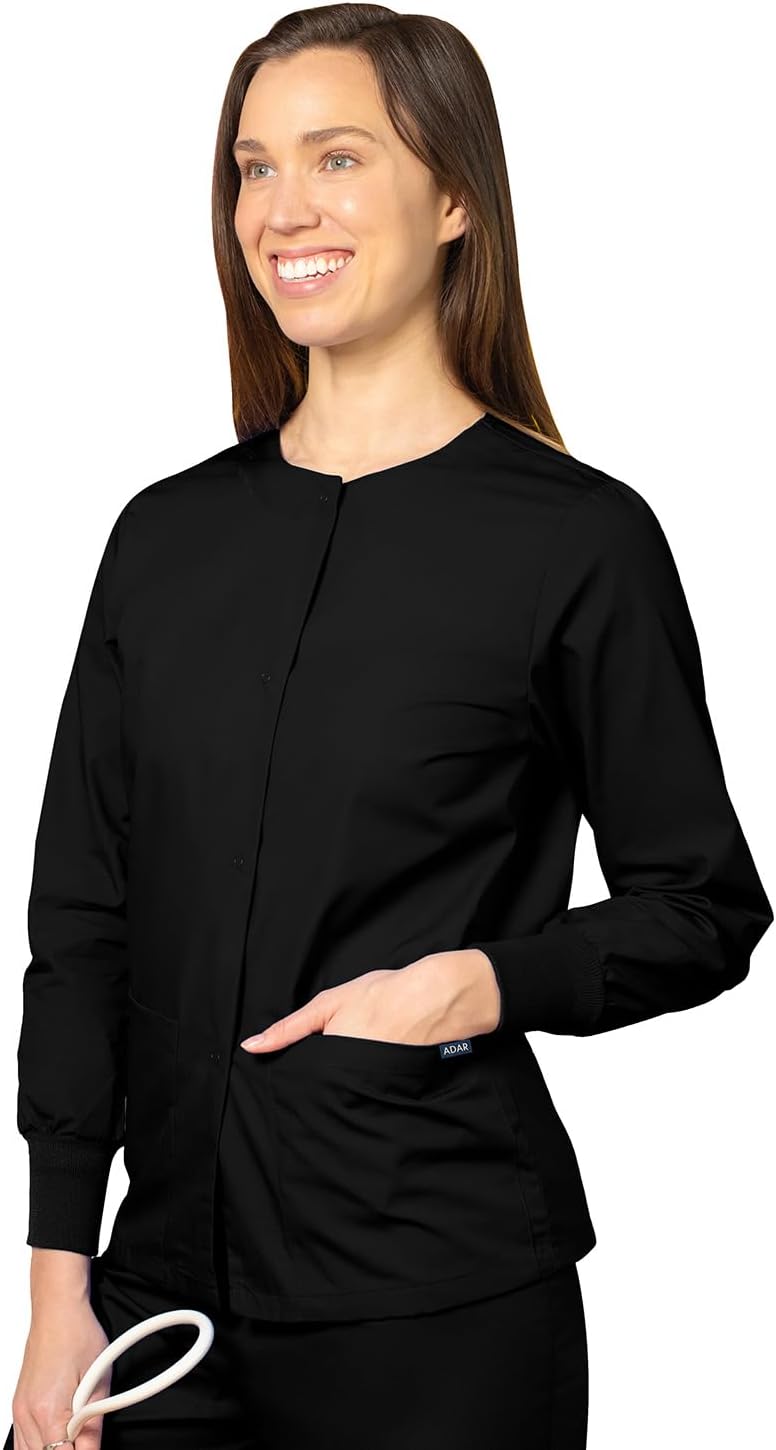 Adar Universal Scrubs for Women - Round Neck Warm-Up Scrub Jacket - Image 3