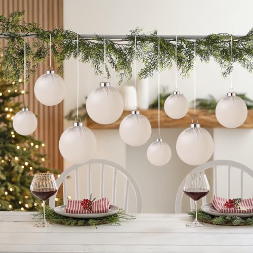Velvet Christmas Ball Ornaments - 30pcs Flocked Christmas Ornaments Set Shatterproof Classic Hanging Xmas Tree Decorations with Rope for Wreath Holiday Home Decor (Cream) - image 6