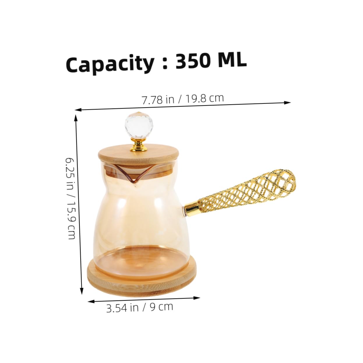 PRETYZOOM 2Pcs Glass Coffee Cezve with Heat Resistant Side Handle for Effortless Brewing and Elegant Kitchen Decor