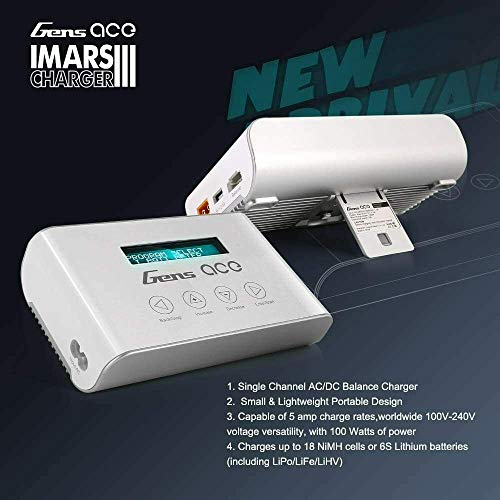 Gens ace Balance accupack oplader voor Ninh/Lipo accu, oplader met XT60 stekker voor RC batterijen (100W) - Afbeelding 5