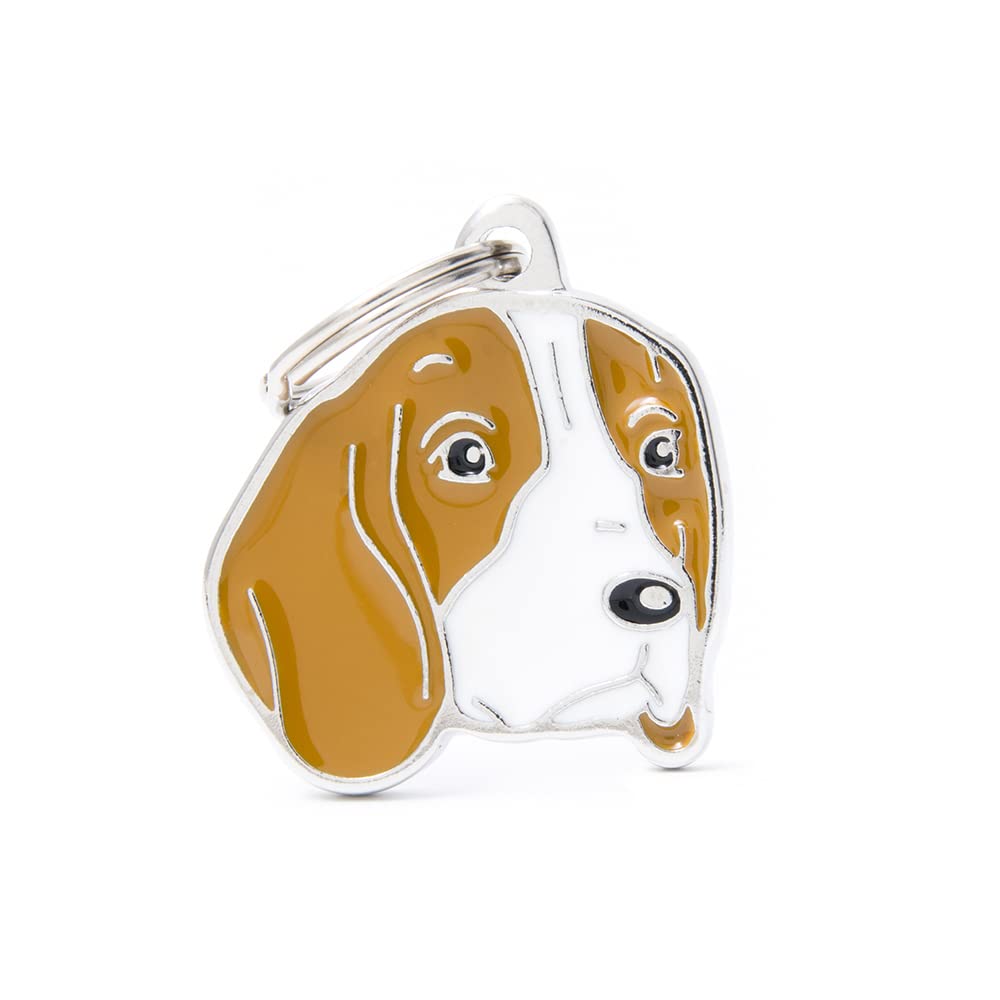 MyFamily Medaglietta per Cane Beagle Targhetta Cane Smaltata a Mano Metallo 27x30 mm