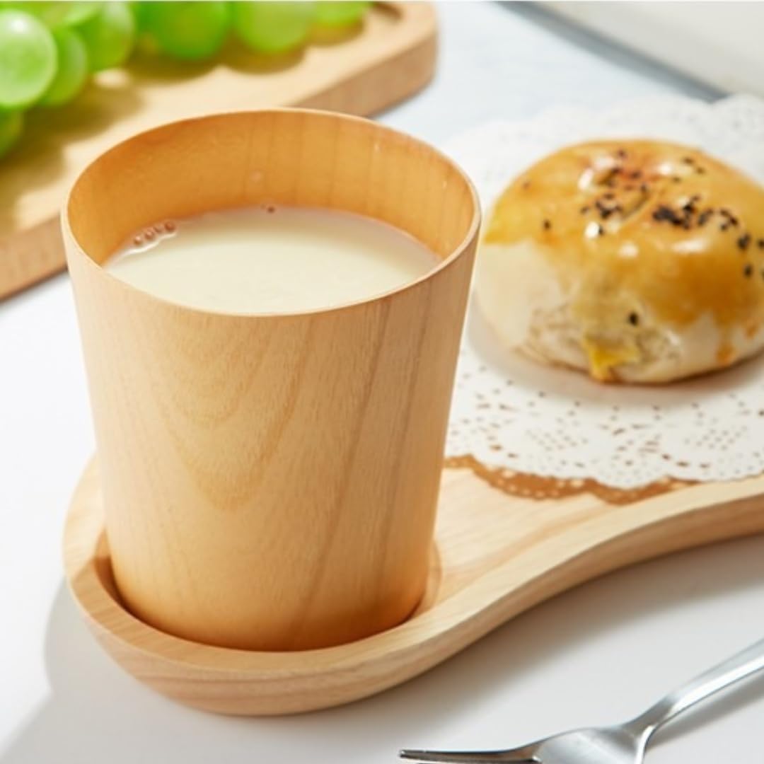 木製フリーカップ ティーカップ 食器洗い機対応 天然素材 シンプルな丸太断熱 ミルク 耐熱カップ 再利用可能 環境に優しい パーティ