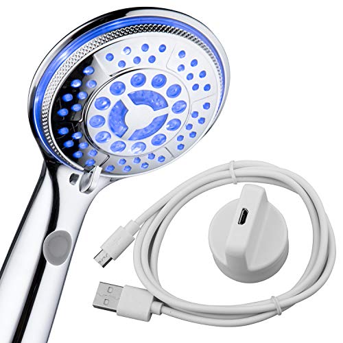 Regadera de mano LED recargable 5 modos acabado cromado