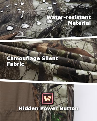 Venustas Men’s Heated Hunting Jacket with Battery, Heat Up to 20HRS, Rechargeable Heated Camo Jacket, Cold Weather Hunting3