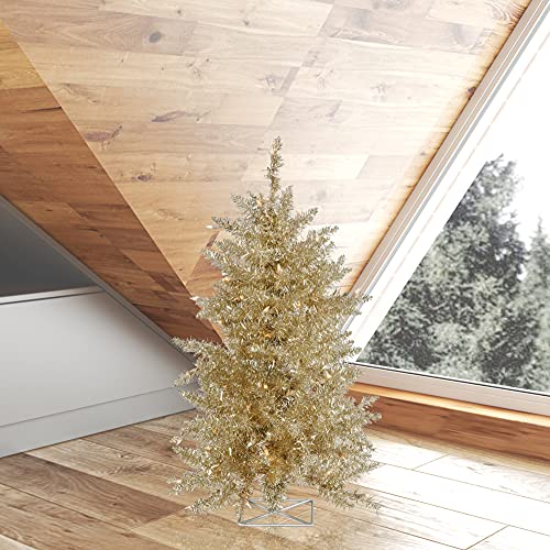 Vickerman 3' Champagne Artificial Christmas Tree, Warm White Dura-Lit Led Lights - Faux Christmas Tree - Seasonal Indoor Home Decor #TOP5