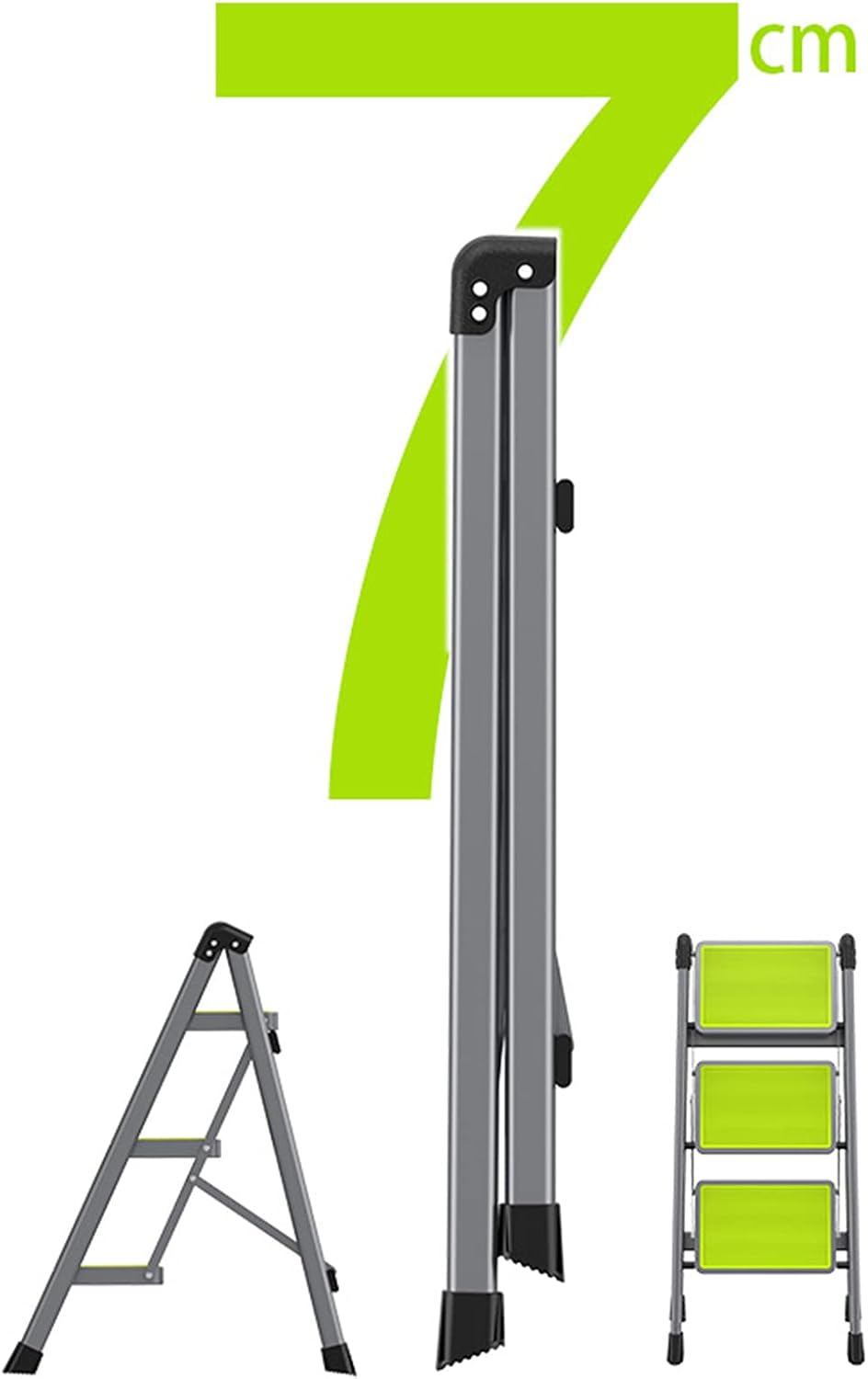 Step Ladder, 2/3/4 Step Stool for Adults, Folding Step Stool with Wide Anti-Slip Pedal Ergonomic Design, Lightweight Heavy Duty Foldable Portable 500lbs Capacity Sturdy Steel Ladder